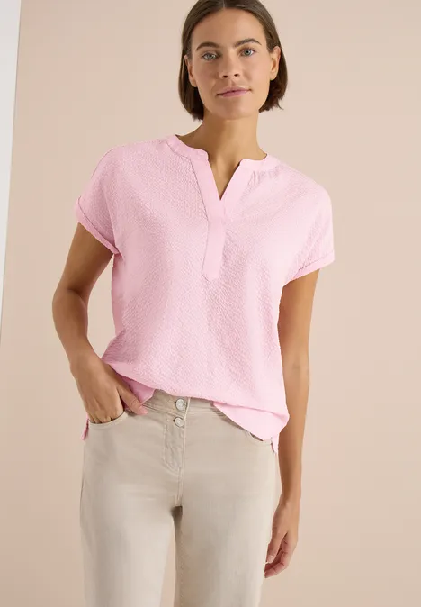 Blouse à épaules tombantes en seersucker light blush rose Blouse à épaules tombantes en seersucker light blush rose