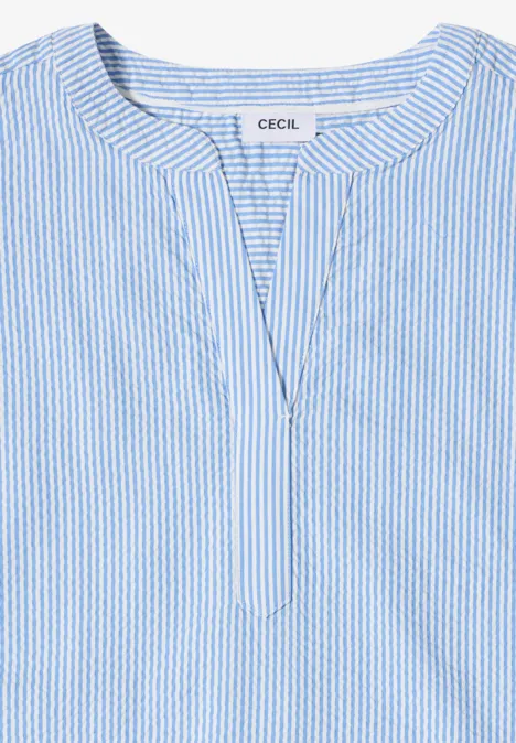 Bluse mit Split Neck in Seersuckerqualität blouse blue