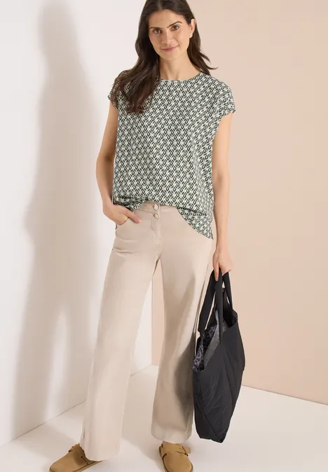 Chemisier dropped shoulder à col rond khaki