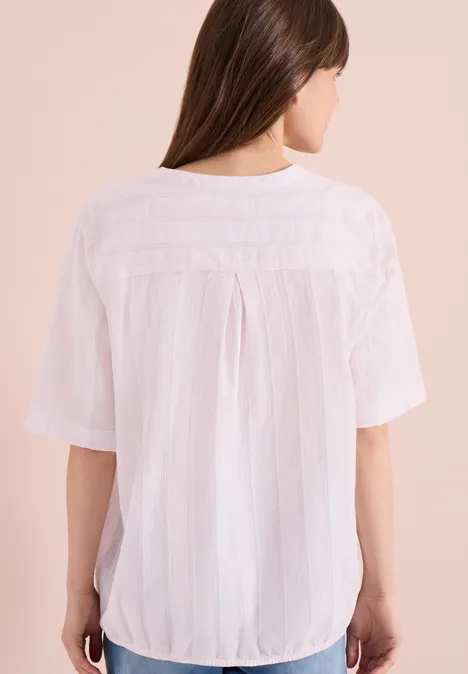 Bluse mit Split Neck und Streifen light blush rose