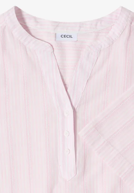 Bluse mit Split Neck und Streifen light blush rose