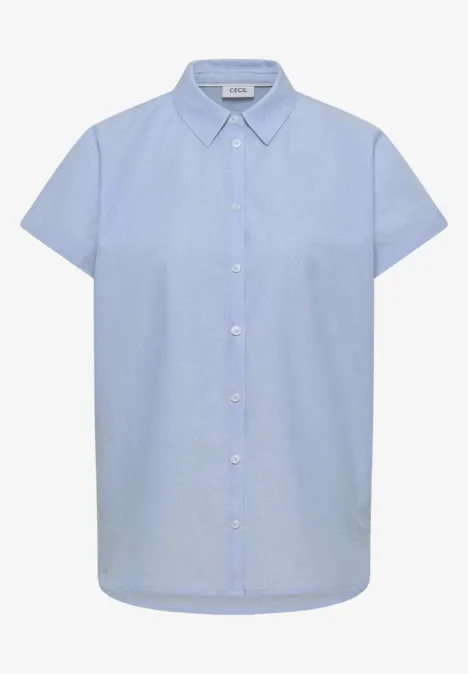 Bluzka koszulowa z krótkim rękawem w jakości chambray blouse blue Bluzka koszulowa z krótkim rękawem w jakości chambray blouse blue