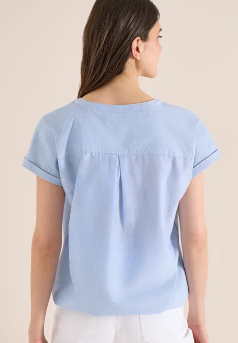 Kurzarm Bluse in Chambrayqualität blouse blue