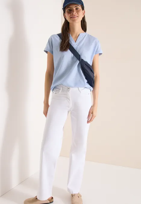 Kurzarm Bluse in Chambrayqualität blouse blue