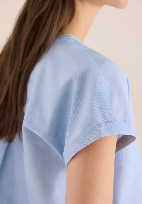 Kurzarm Bluse in Chambrayqualität blouse blue
