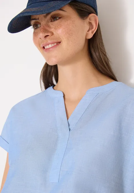 Kurzarm Bluse in Chambrayqualität blouse blue