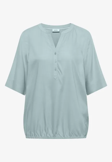 Blouse met korte mouwen en gespleten hals crystal mint Blouse met korte mouwen en gespleten hals crystal mint