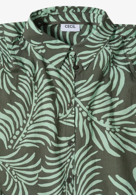 Kurzarm Hemdbluse mit Print khaki Gefaltetes, olivgrünes Shirt mit hellgrünem Blattmuster von CECIL.