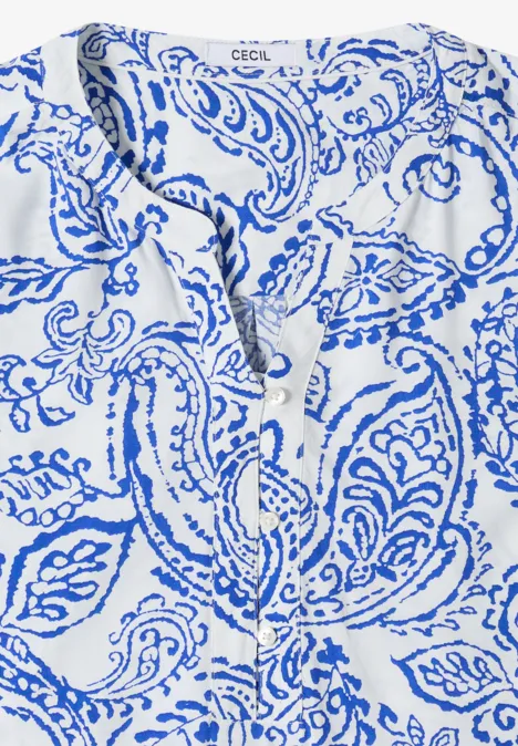 Tuniek met 3/4-mouwen en print vanilla white Weißes Oberteil mit blauem Paisley-Print