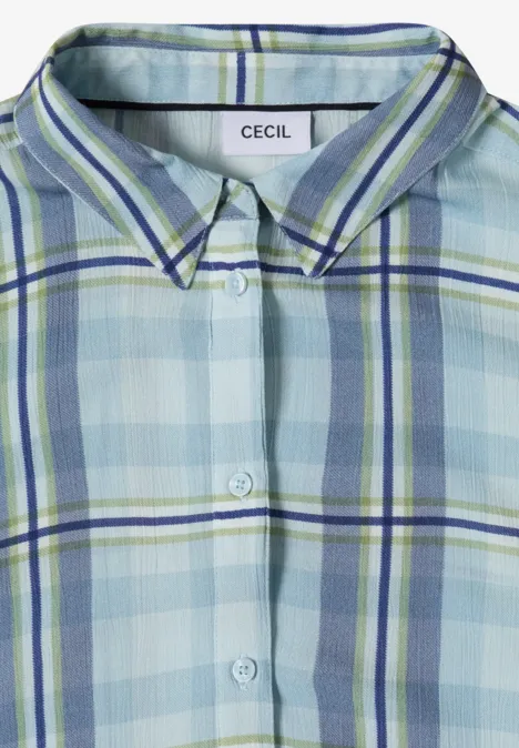 Leichte karierte Bluse in Blau- und Grüntönen mit CECIL-Label.