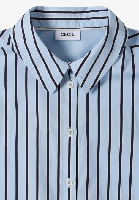 Hellblau-weiß gestreiftes Hemd mit Knopfleiste und Kragen, Marke Cecil.