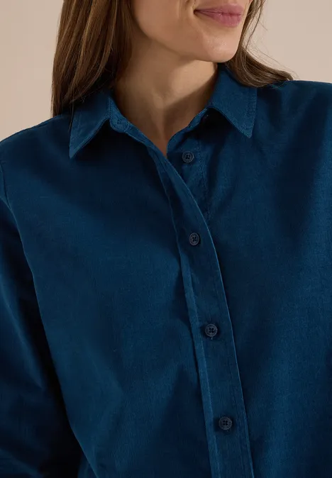 Langarm Hedbluse aus Cord moonlight blue