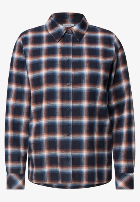 Flanellen blouse met lange mouwen en ruitjespatroon urban dark blue Geruit overhemd met lange mouwen in donkerblauw met rode en witte accenten.