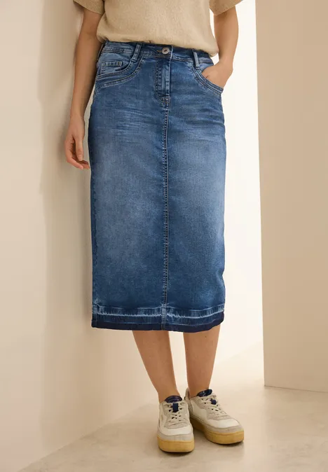 Midi-Jeansrock mid blue used wash