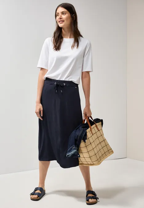 Crepe Rock in A-Linie universal blue