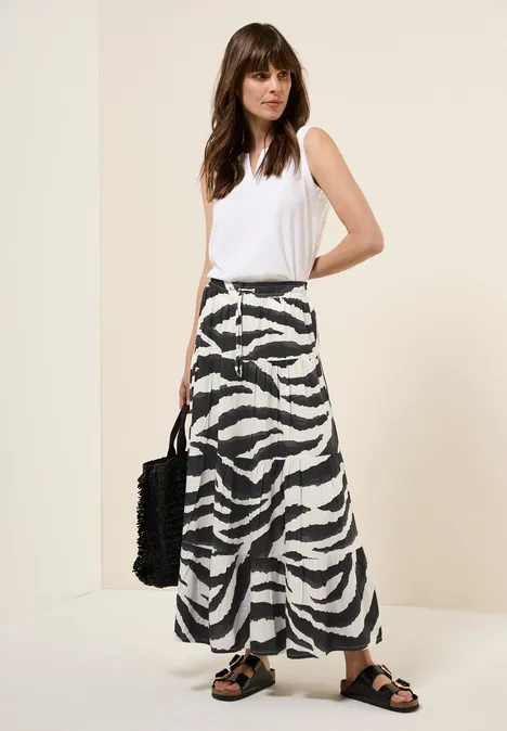 Maxi-Rock mit Zebra Print volcanic grey