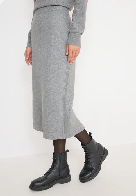 Rok met gestructureerde details sporty grey melange