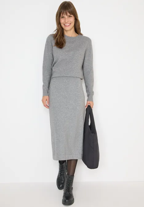 Rok met gestructureerde details sporty grey melange