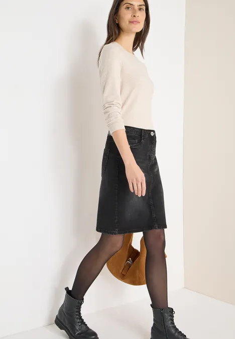 Jupe en jean avec rivets black washed