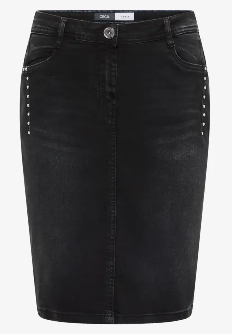 Jupe en jean avec rivets black washed