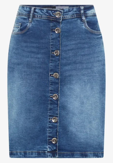 Rock mit Knopfleiste mid blue wash Rock mit Knopfleiste mid blue wash