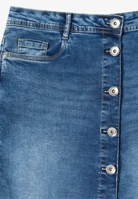 Rock mit Knopfleiste mid blue wash Rock mit Knopfleiste mid blue wash