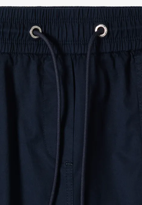 Donkerblauwe broek met elastische taille en trekkoord