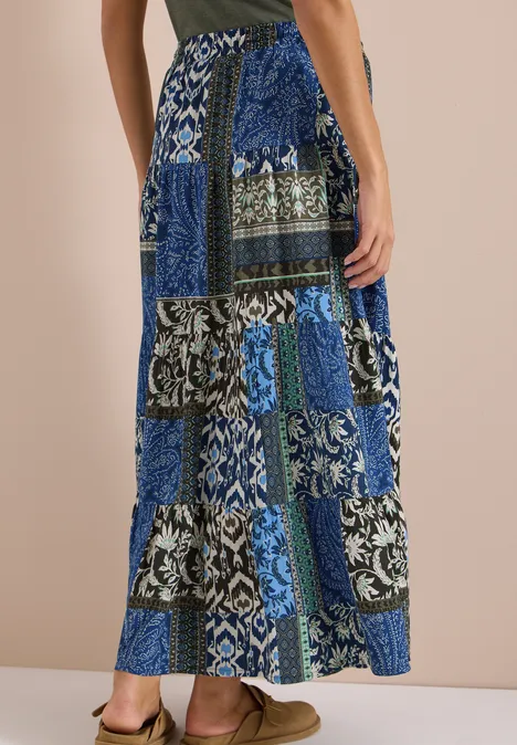 Midi-Rock mit grafischem Muster universal blue