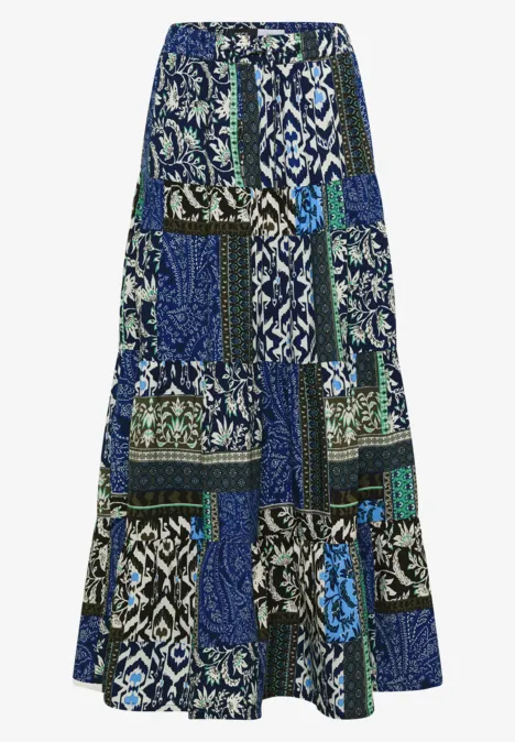 Midi-Rock mit grafischem Muster universal blue