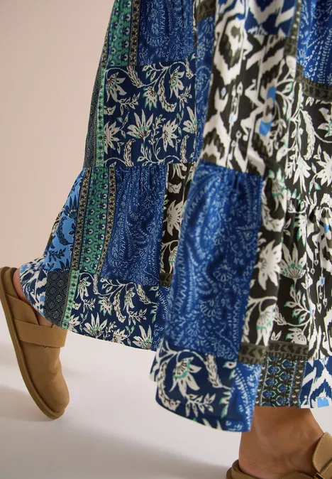 Midi-Rock mit grafischem Muster universal blue