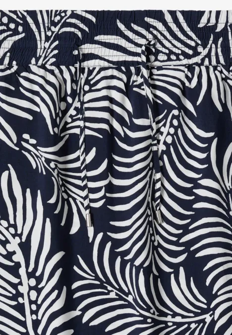 Maxi-Rock mit Blättermuster universal blue Dunkelblauer Stoff mit weißem Blattmuster