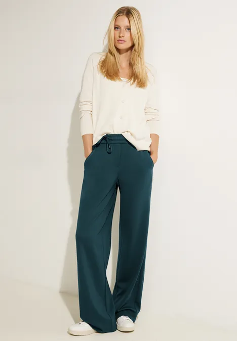 Pantalon coupe ample en jersey deep lake green