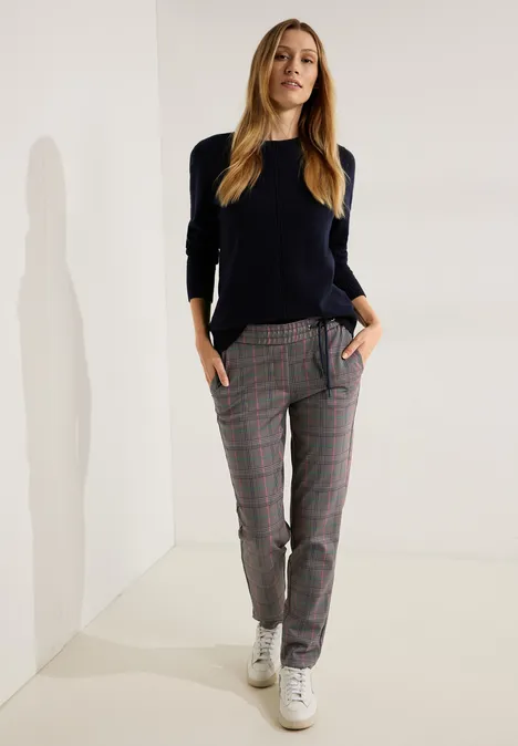 Pantalon coupe classique à carreaux sporty taupe