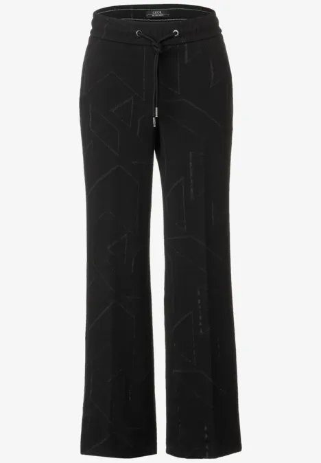 Pantalon culotte jacquard coupe ample Black