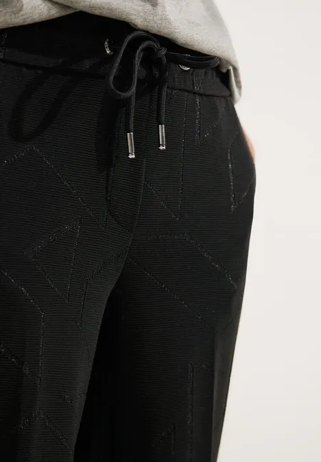Pantalon culotte jacquard coupe ample Black