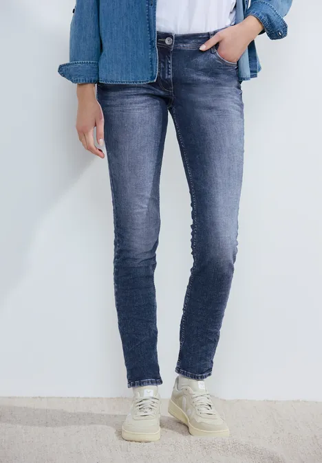 Jeans Street One Donna: Vestibilità Casual, Grigio Chiaro, Vita Media, Gamba Dritta