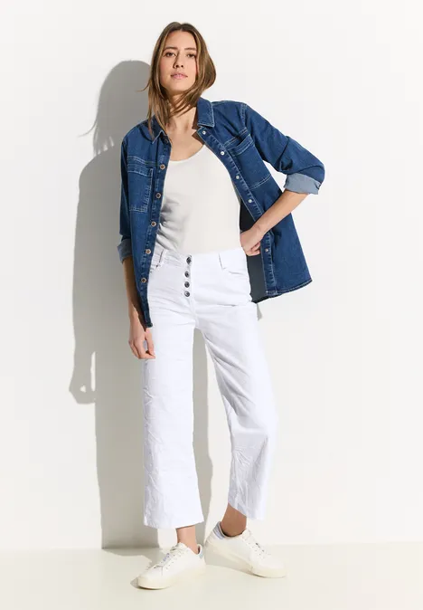 Loose Fit Culotte Jeans White