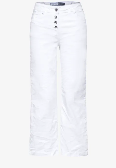 Loose Fit Culotte Jeans White