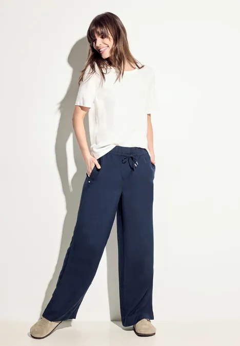 Leichte Leinenhose mid blue
