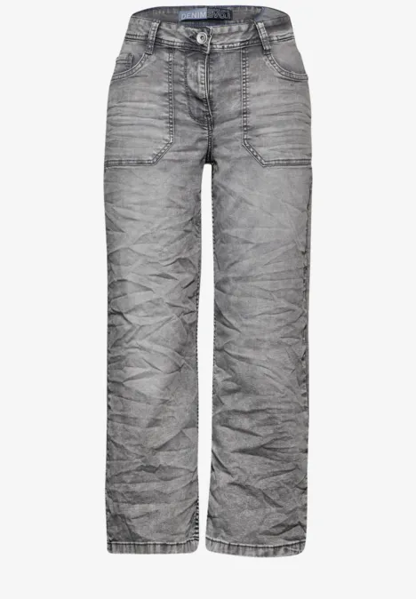 Culotte Jeans mit Bandana mid grey random wash