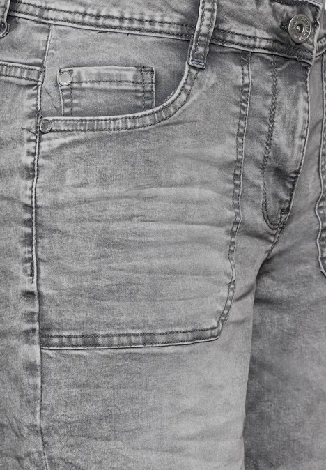 Culotte Jeans mit Bandana mid grey random wash