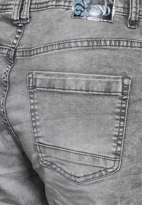 Culotte Jeans mit Bandana mid grey random wash
