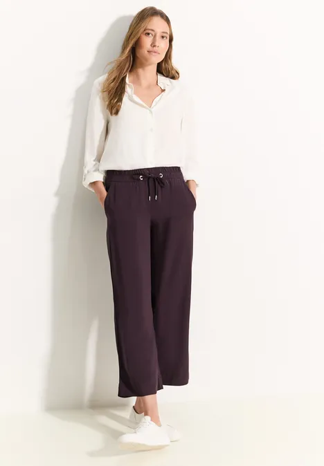Viskosehose mit Wide Legs aubergine red