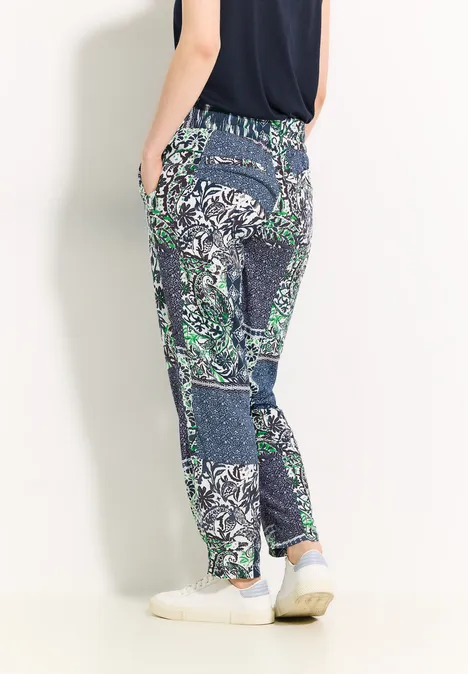 Patchwork Print Hose dark petrol blue