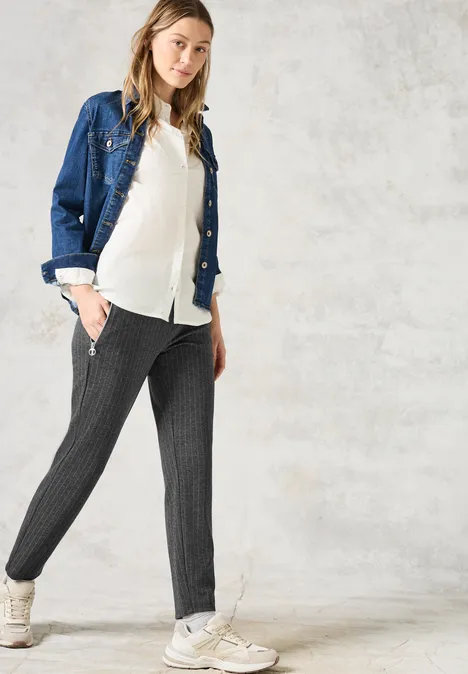Hose im Nadelstreifen-Look dark grey melange