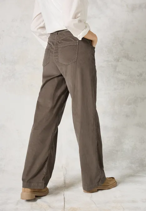 Cordhose im Loose Fit sporty taupe