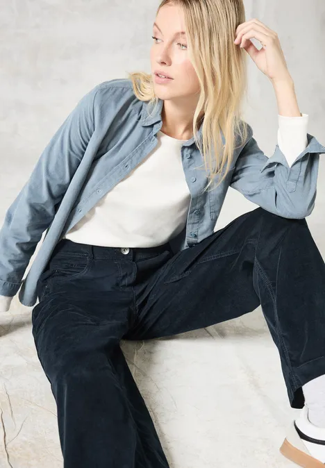Cordhose im Loose Fit deep petrol