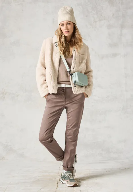 Hose im Slim Fit sporty taupe