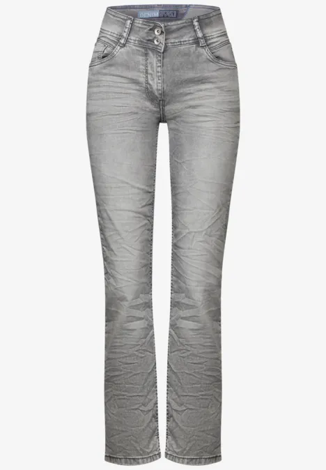 Straight Leg Jeans light grey stone wash