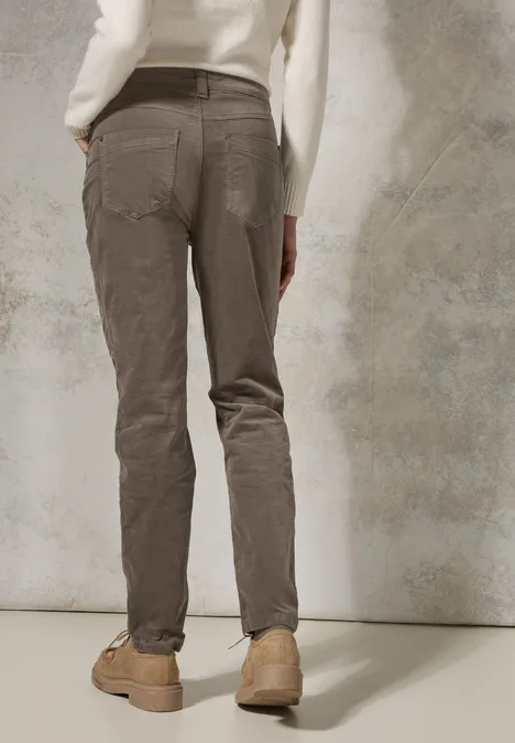 Hose im Velvet-Look sporty taupe